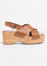 Keilsandaletten in Kork-Optik in braun - bonprix