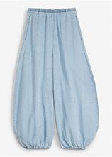 Haremshose aus leichtem Leinen-Mix in blau von vorne - bonprix