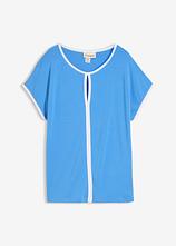 Shirt mit Piping in blau von vorne - bonprix