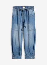 Barrel-Jeans Mid Waist, Bequembund in blau von vorne - bonprix