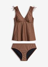 Tankini aus glitzerndem Material (2-tlg.Set) in braun von vorne - bonprix