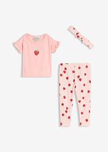 Shirt, Leggings und Stirnband aus Bio-Baumwolle (3-tlg.Set) in rosa - bonprix