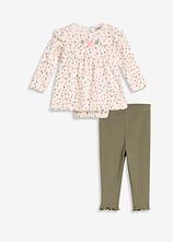 Bodykleid und Leggings aus Bio-Baumwolle (2-tlg.Set) in weiß von vorne - bonprix