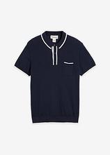 Strick-Poloshirt in Regular Fit in blau von vorne - bonprix