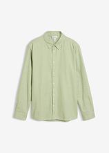 Langarmhemd aus kühlendem Leinen-Mix, Modern Fit in grün von vorne - bonprix