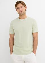 Pique-T-Shirt aus reiner Bio-Baumwolle in grün von vorne (im Anschnitt) - bonprix