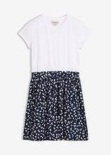 Jerseykleid aus elastischem Bio-Baumwoll-Mix in weiß von vorne - bonprix