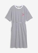 Gestreiftes Jerseykleid mit Stickerei in blau von vorne - bonprix