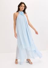 Maxikleid mit Blumen-Applikation in blau von vorne (Totalaufnahme) - bonprix