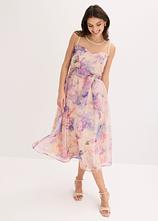 Midikleid aus zartem Tüll in rosa von vorne (Totalaufnahme) - bonprix