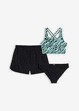 Bikini und Shorts (3-tlg.Set) in schwarz - bonprix