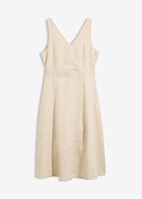 Midikleid aus reinem Leinen in beige von vorne - bonprix