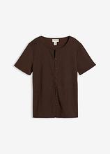 Shirt mit Struktur und Knopfleiste in braun von vorne - bonprix
