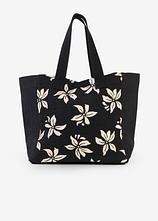 Canvas Shopper mit Blumenmuster in weiß von vorne - bonprix