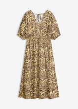 Midikleid aus fließender Viskose in beige von vorne - bonprix