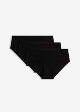 Hipster mit weicher Baumwolle, seamless​  (3er-Pack) in schwarz von vorne - bonprix
