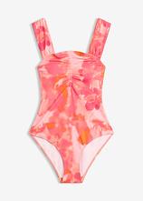 Bandeau-Badeanzug mit breiten Trägern in rot von vorne - bonprix