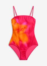 Bandeau-Badeanzug mit abnehmbaren Trägern in pink von vorne - bonprix