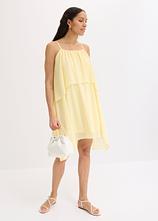 Vokuhila-Kleid aus Chiffon in gelb im Look von vorne (Totalaufnahme) - bonprix