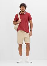 Shorts mit Dehnbund in Relaxed Fit in beige im Look von vorne (Totalaufnahme) - bonprix