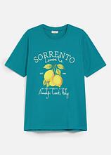T-Shirt aus reiner Baumwolle in petrol von vorne - bonprix