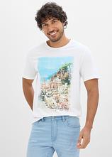 T-Shirt aus reiner Bio-Baumwolle in weiß von vorne (im Anschnitt) - bonprix