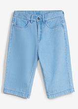 Jeans-Longbermuda mit verstellbarem Bund, Loose Fit in blau von vorne - bonprix