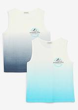 Tanktop aus reiner Baumwolle mit Farbverlauf (2er Pack) in weiß von vorne - bonprix