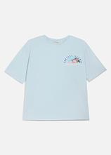 Loose Fit T-Shirt aus reiner Bio Baumwolle mit großen Rückendruck in blau von vorne - bonprix