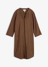 Tunika-Kleid aus Viskose-Mix mit Struktur Effekt in braun von vorne - bonprix
