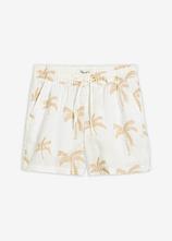Bestickte Shorts aus reinem Leinen in weiß von vorne - bonprix