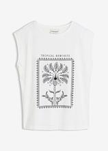 Shirt mit Seidenanteil in weiß von vorne - bonprix