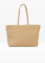 Shopper in Strohoptik in beige von vorne - bonprix