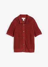 Ajour-Strickjacke in rot von vorne - bonprix