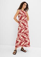 Weites Kleid mit All-Over-Print aus Viskose-Mix in rot von vorne (Totalaufnahme) - bonprix