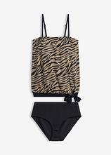 Bandeau-Tankini aus glänzendem Material (2-tlg.Set) in schwarz von vorne - bonprix