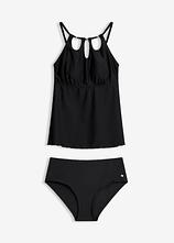 Tankini mit Cut-Outs (2-tlg.Set) in schwarz von vorne - bonprix