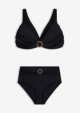 Bustier-Bikini mit Ringdetail (2-tlg.Set) in schwarz von vorne - bonprix
