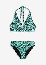 Neckholder-Bikini mit hohem Beinausschnitt schnell trocknend (2-tlg.Set) in grün von vorne - bonprix