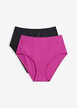 Highwaist-Bikinihose (2er Pack) in lila von vorne - bonprix