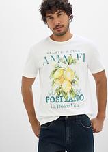 T-Shirt aus reiner Bio-Baumwolle in weiß von vorne (im Anschnitt) - bonprix