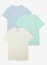T-Shirt aus reiner Baumwolle (3er Pack) in weiß von vorne - bonprix
