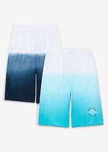 Jersey-Longbermuda aus reiner Bio Baumwolle 2er Pack in blau von vorne - bonprix