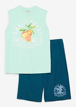 Tanktop und kurze Hose (2-tlg.Set) in grün von vorne - bonprix