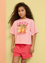 Shirt und kurze Hose aus reiner Bio-Baumwolle (2-tlg.Set) in pink von vorne (Totalaufnahme) - bonprix