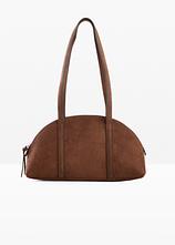 Umhängetasche in Velourslederoptik in braun von vorne - bonprix