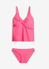 Tankini (2-tlg.Set) mit Volants in pink von vorne - bonprix