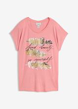T-Shirt mit Glitzerdruck in rosa von vorne - bonprix