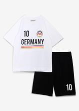 T-Shirt und Jersey-Bermuda aus weicher Bio-Baumwolle  (2-tlg.Set) in weiß von vorne - bonprix