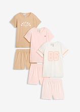 Shorty aus reiner Bio-Baumwolle (3er Pack) in rosa von vorne - bonprix